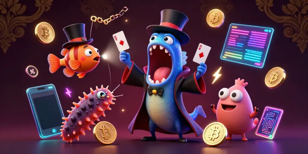 Engage with the vibrant world of 8xbet, featuring energetic characters showcasing thrilling gambling magic.